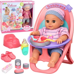 Interactieve babypop met eetstoel en accessoires