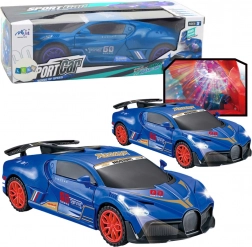 Interactieve sportwagen met obstakelsensor, LED-bol en 360°-rotatie, blauw