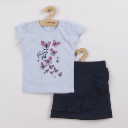 Babyset New Baby Butterflies – T-shirt en rokje, blauw