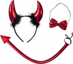 Kinder duivelset met hoorns, staart en drietand