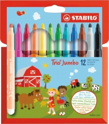Stabilo Trio Jumbo viltstiftenset, 12 kleuren