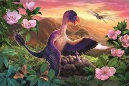 Puzzel Geweldige dinosauriërs: Microraptor bij het nest 54 stukjes