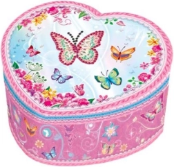 Muziekdoos in de vorm van een hart met vlinders