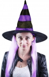 Toverhoed met paarse haren voor volwassenen