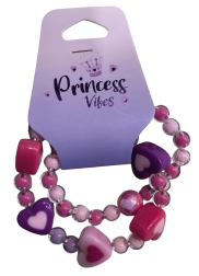 PINK set kralenarmbanden met hartjes, 2 stuks