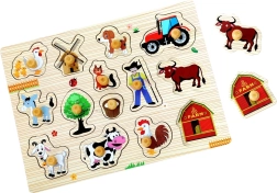 Houten puzzel boerderij 14 stukjes