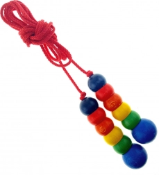 Kleurrijk HESS-springtouw met houten handgrepen 2,3 m