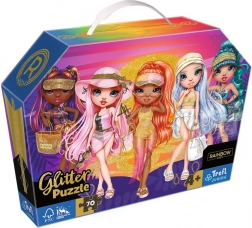 Puzzel 70 stukjes met glitter in koffertje RAINBOW HIGH – Brokaatpoppen