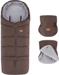 Petite&Mars set winter voetenzak Jibot 3-in-1 en kinderwagenhandschoenen Jasie dark walnut