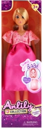 Zwangere pop in roze jurk 30 cm