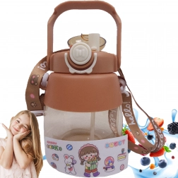 Sportfles met rietje en draagriem 1 l