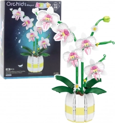 Bouwstenen Orchidee in bloempot roze-wit
