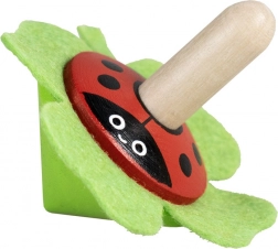 Detoa houten tol met vilten lieveheersbeestje