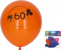 Ballonnen met cijfer 60, 30 cm, mix van kleuren, set van 5 stuks