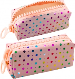 Schooletui Grote roze stippen met grote rits