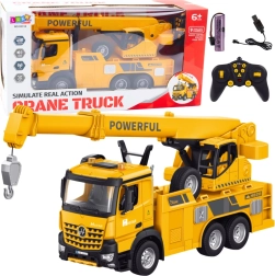 Zachte speelgoed - gele kraan met afstandsbediening