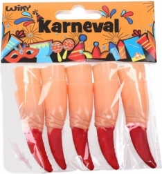 Plastic vingers met rode klauwen voor carnaval - 10 stuks