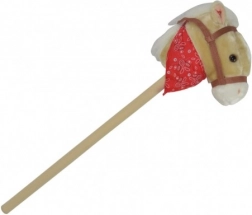 Pluche stokpaardje met geluid 80 cm, beige
