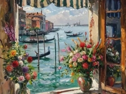 Diamond painting Uitzicht op Venetië 30 × 40 cm