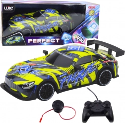 RC-raceauto met verlichte carrosserie – geel