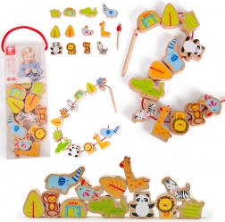 Houten rijgkralen Zoo Classic World, 13 stuks