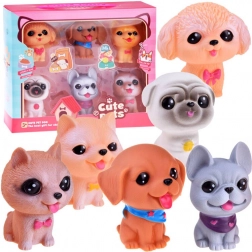 Set van 6 rubberen puppyfiguren