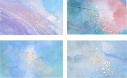 Plastic map met drukknoop A4, marmerdesign, gekleurd