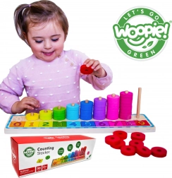Woopie Green Montessori houten tel- en kleurpuzzel, 56 stuks