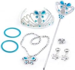 Prinsessenset met kroon, armbanden en oorbellen – blauw