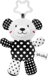 Pluchen zwart-witte teddybeer met rammelaar voor baby’s