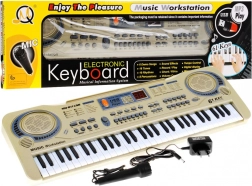 Beige keyboard voor kinderen met microfoon en USB-speler