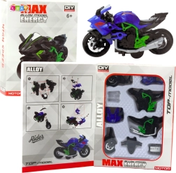 Metalen DIY motorfietsmodel 1:14 groen‑blauw