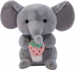 Pluche olifant met aardbei grijs 23 cm