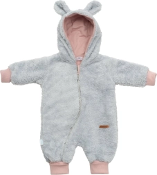 New Baby teddybeer grijs-roze kinder winteroverall