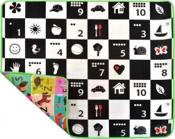 Humbi schuimrubberen dubbelzijdige educatieve speelmat 3-in-1 schaakbord, alfabet en cijfers 180 × 150 × 1 cm