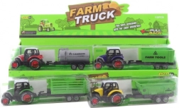 Metalen tractor met terugtrekmotor en kunststof kiepwagen