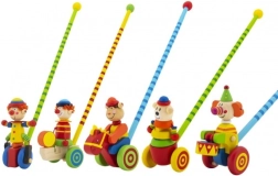 Houten duwstok clown 60 cm