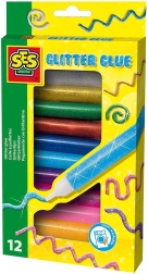 SES Creative glinsterende decoratielijm in tube, set van 12 kleuren