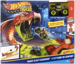 Hot Wheels Monster Trucks Snake Slam Takedown speelset met truck BONE SHAKER