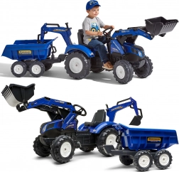 Falk traptractor New Holland met aanhanger, blauw, vanaf 3 jaar