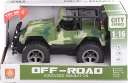 Militaire jeep op batterijen met licht en geluid