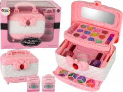 Kinder cosmetische koffer roze-wit met make-up en verrassing