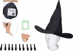 Set voor heks – neus, kin, vingers, tanden en hoed