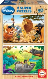 Houten puzzels Disney dierenvrienden 2×50 stukjes