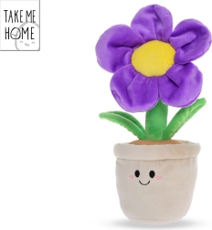 Paarse pluchen bloem in bloempot Take Me Home 30 cm