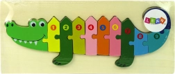 Houten krokodillenpuzzel – cijfers 1–10