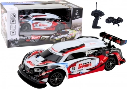 RC raceauto 1:16 Drift met verwisselbare wielen rood-wit