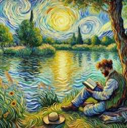 Diamond painting man bij het meer 30 × 40 cm