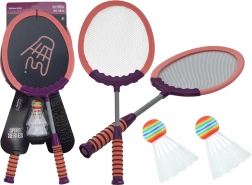 Set van 2 badmintonrackets Peddels 2 shuttles Badminton Roze