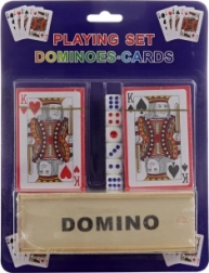 Set speelkaarten, dobbelstenen en domino